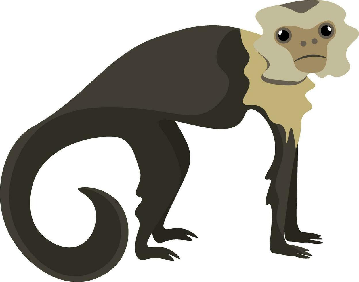 tekening van een bruin kapucijner aap reeks Aan geïsoleerd wit achtergrond bekeken van de kant vector of kleur illustratie