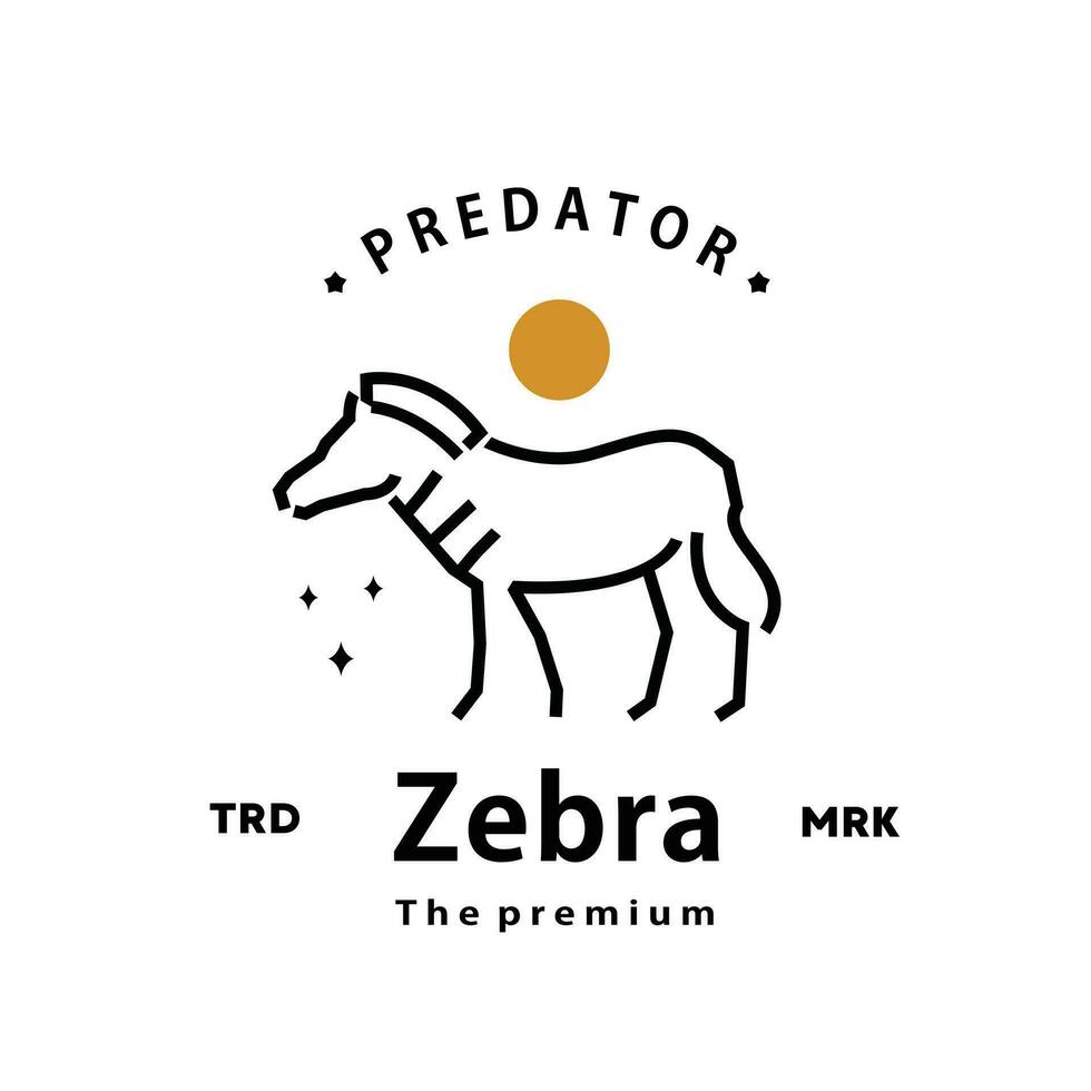 wijnoogst retro hipster zebra logo vector schets monoline kunst icoon