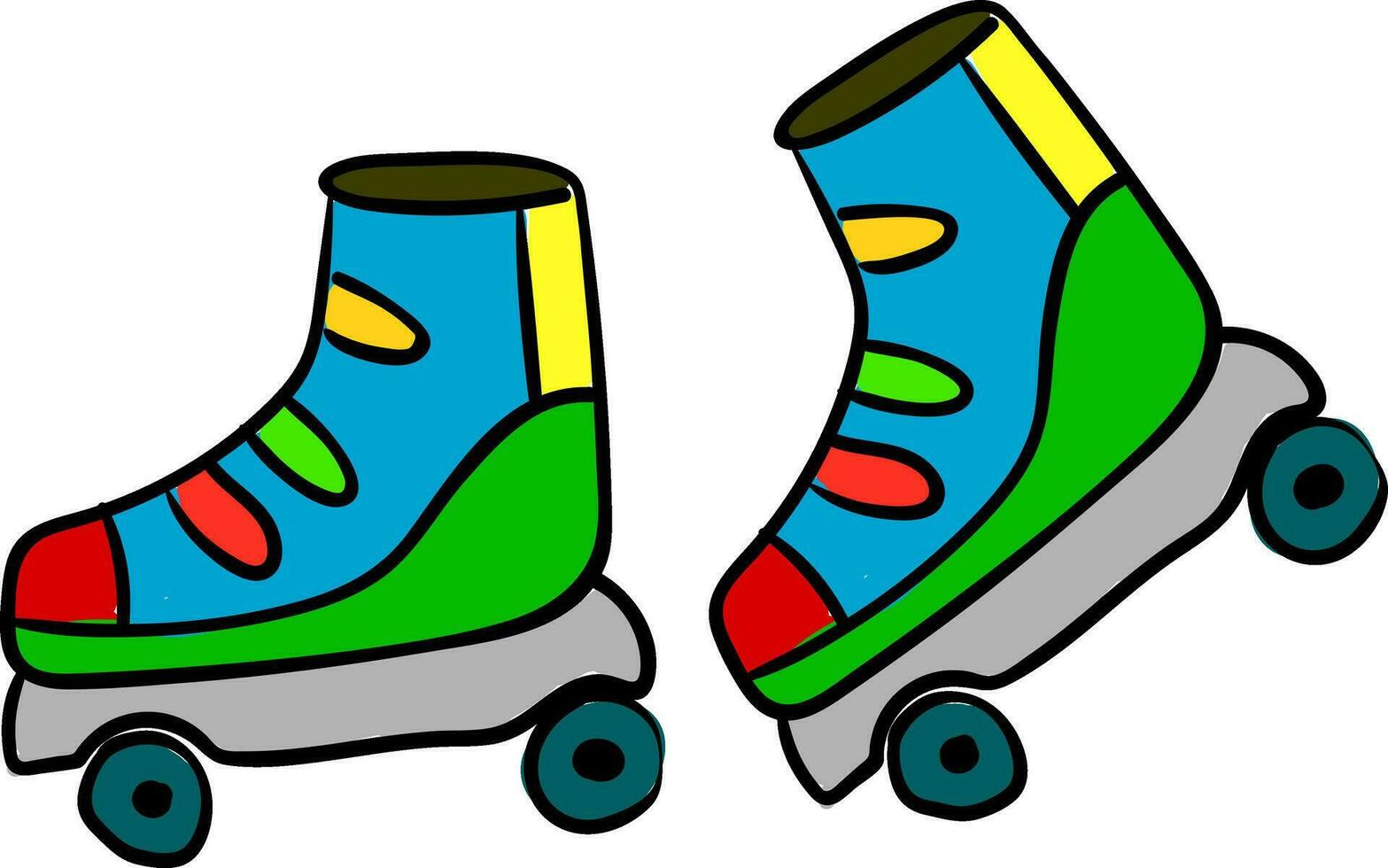 clip art van de veelkleurig rol skates voor kinderen, vector of kleur illustratie