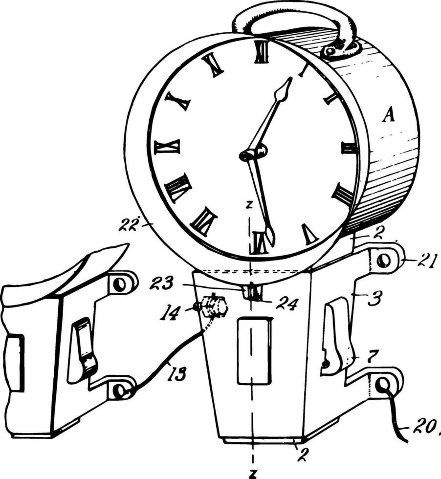 ondergeschikt elektrisch klok wijnoogst illustratie. vector