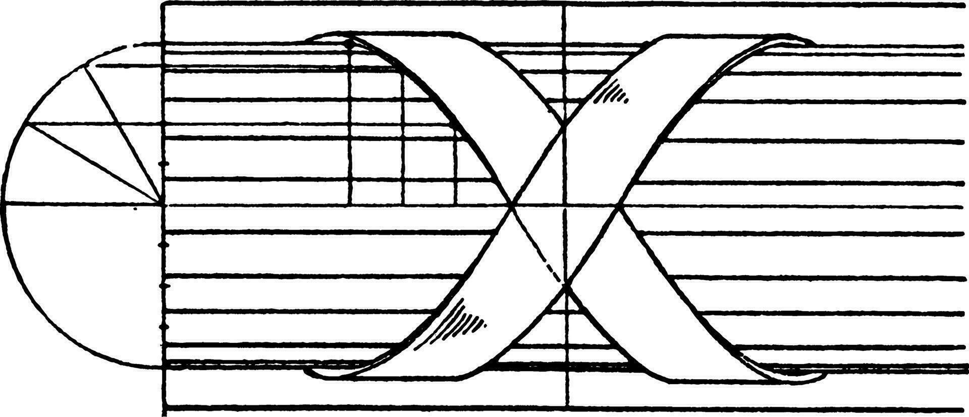 modern verrijking torus gieten , modern gelijk, wijnoogst gravure. vector