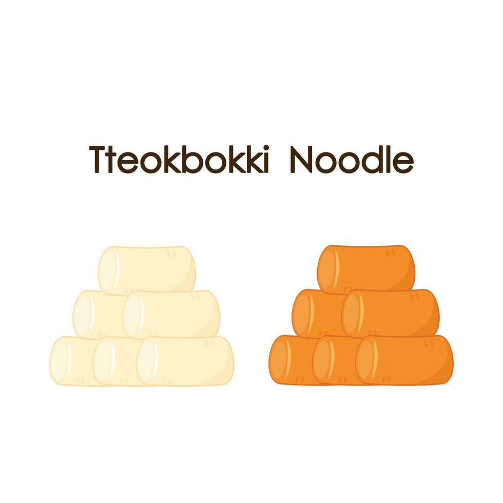 schattig tteokbokki noodle tekenfilm. Koreaans straat voedsel. gemakkelijk vector logo worst. tteokbokki is Koreaans voedsel.