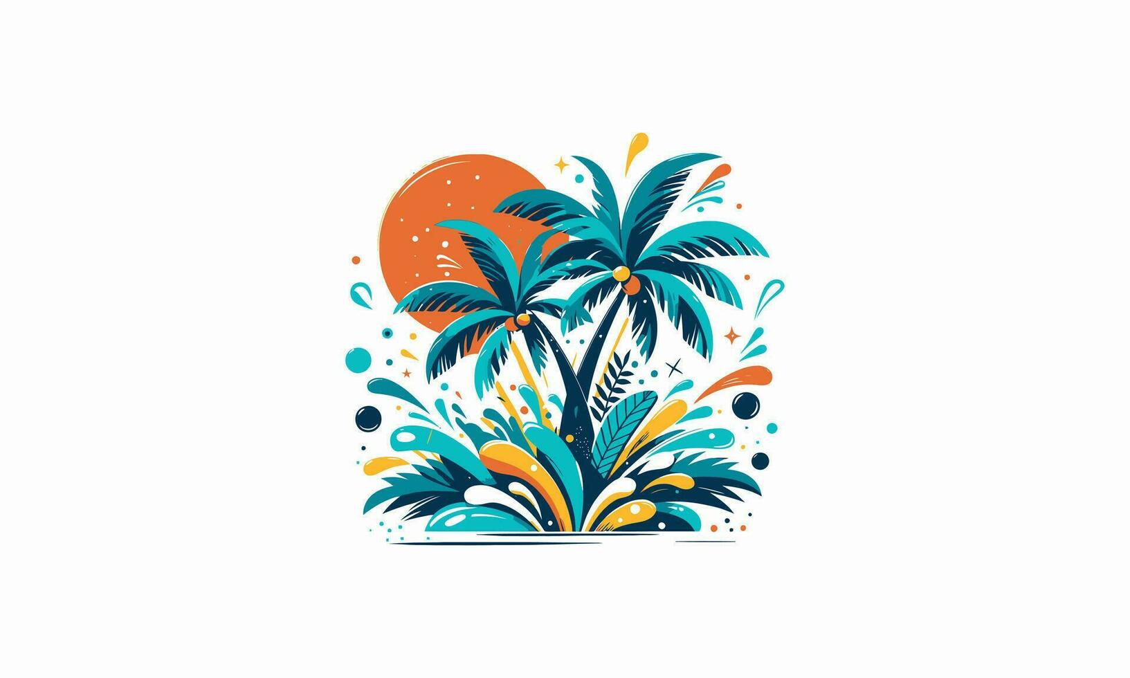 palm Aan zee vector illustratie vlak ontwerp