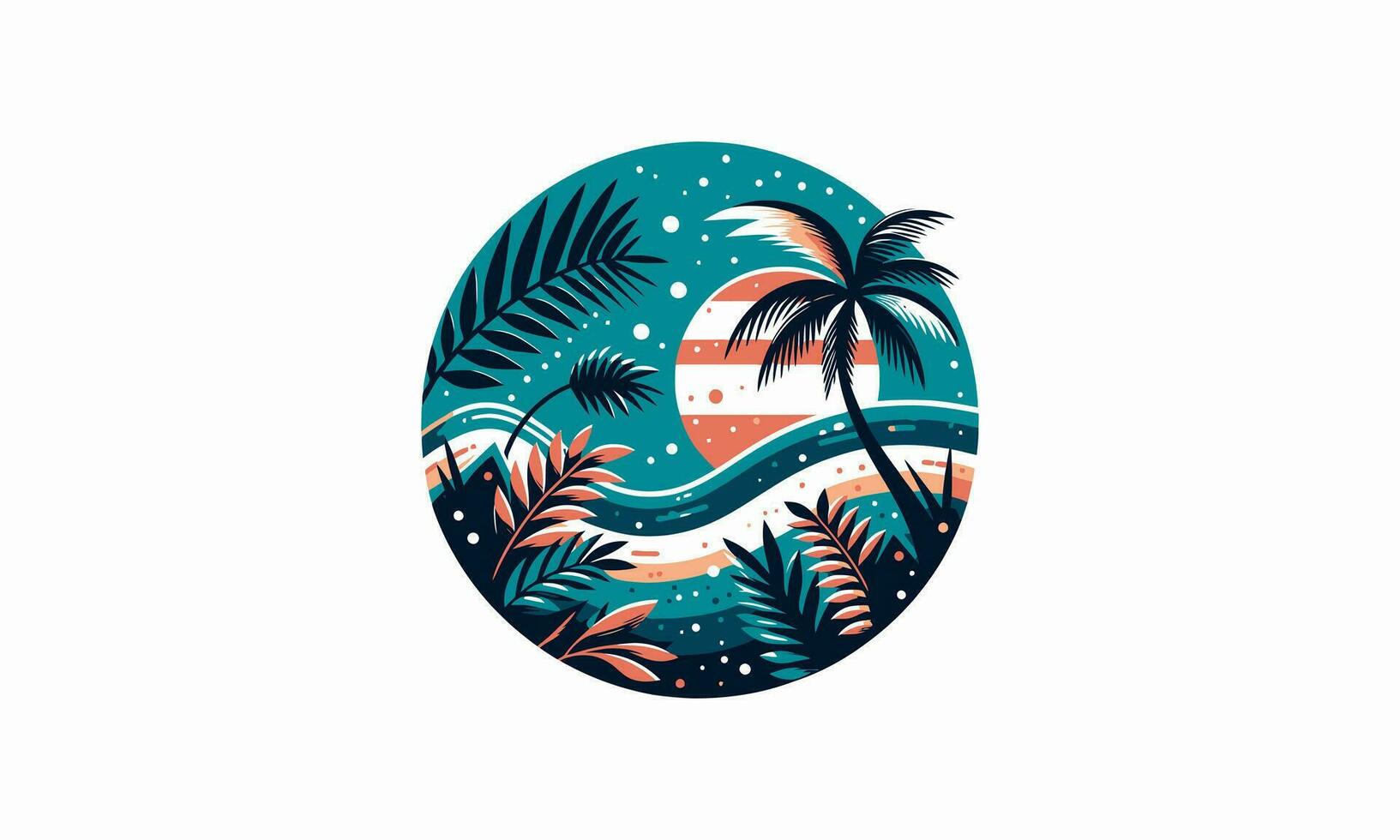 palm Aan zee vector illustratie vlak ontwerp