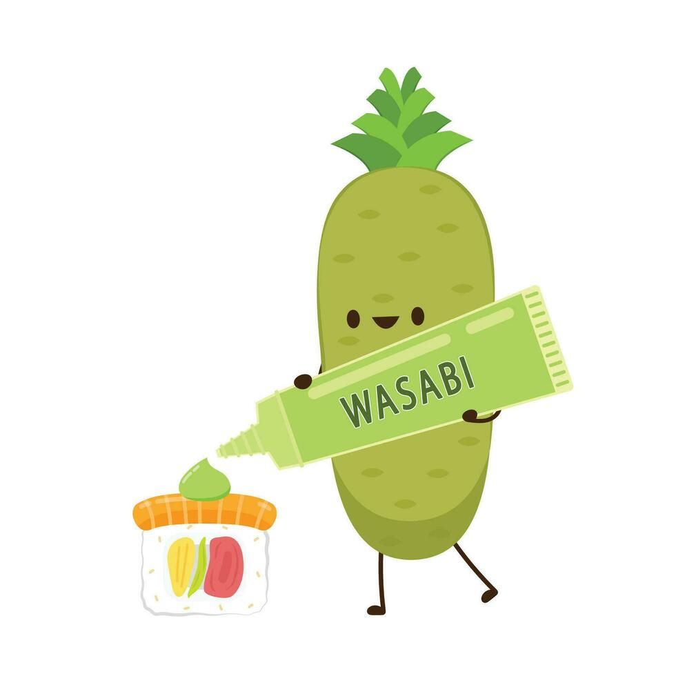 wasabi geraspt vector. wasabi wortel karakter. wasabi wortel Aan wit achtergrond. vector