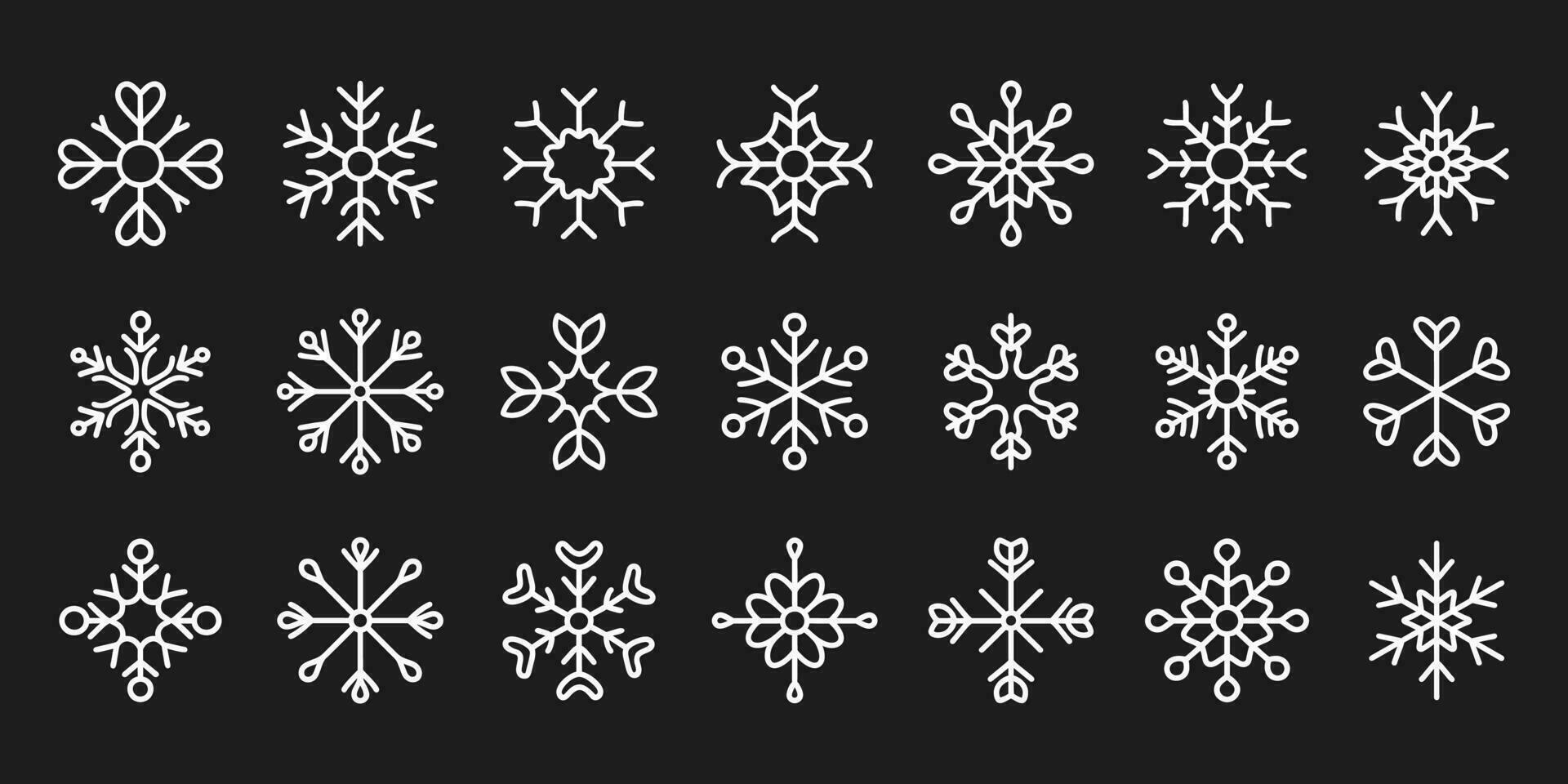 sneeuwvlokken dun laag lijn grens icoon reeks verzameling sjabloon ontwerp symbool vakantie vector achtergrond geïsoleerd sneeuw vallen vorm wit verkoudheid element transparant kristal silhouet zacht Kerstmis winter