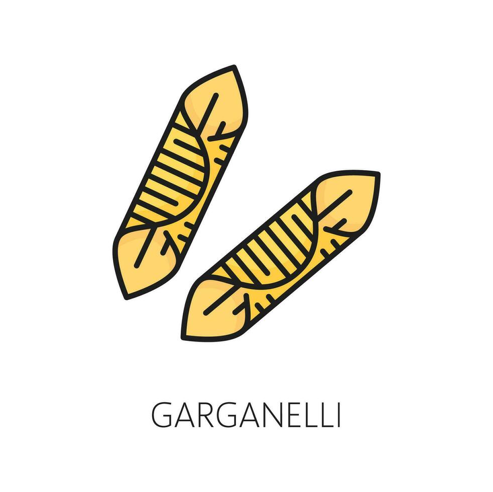 garganelli ei-gebaseerd pasta gemaakt door rollend noodle vector