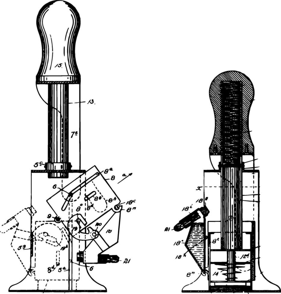 postzegel aanbrengen apparaat wijnoogst illustratie. vector