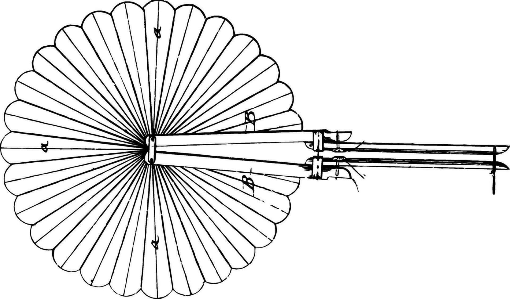 ventilator kon worden ontvouwde naar koel zichzelf wijnoogst gravure. vector