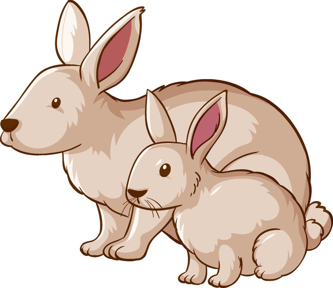 moeder en baby konijn cartoon op witte achtergrond vector
