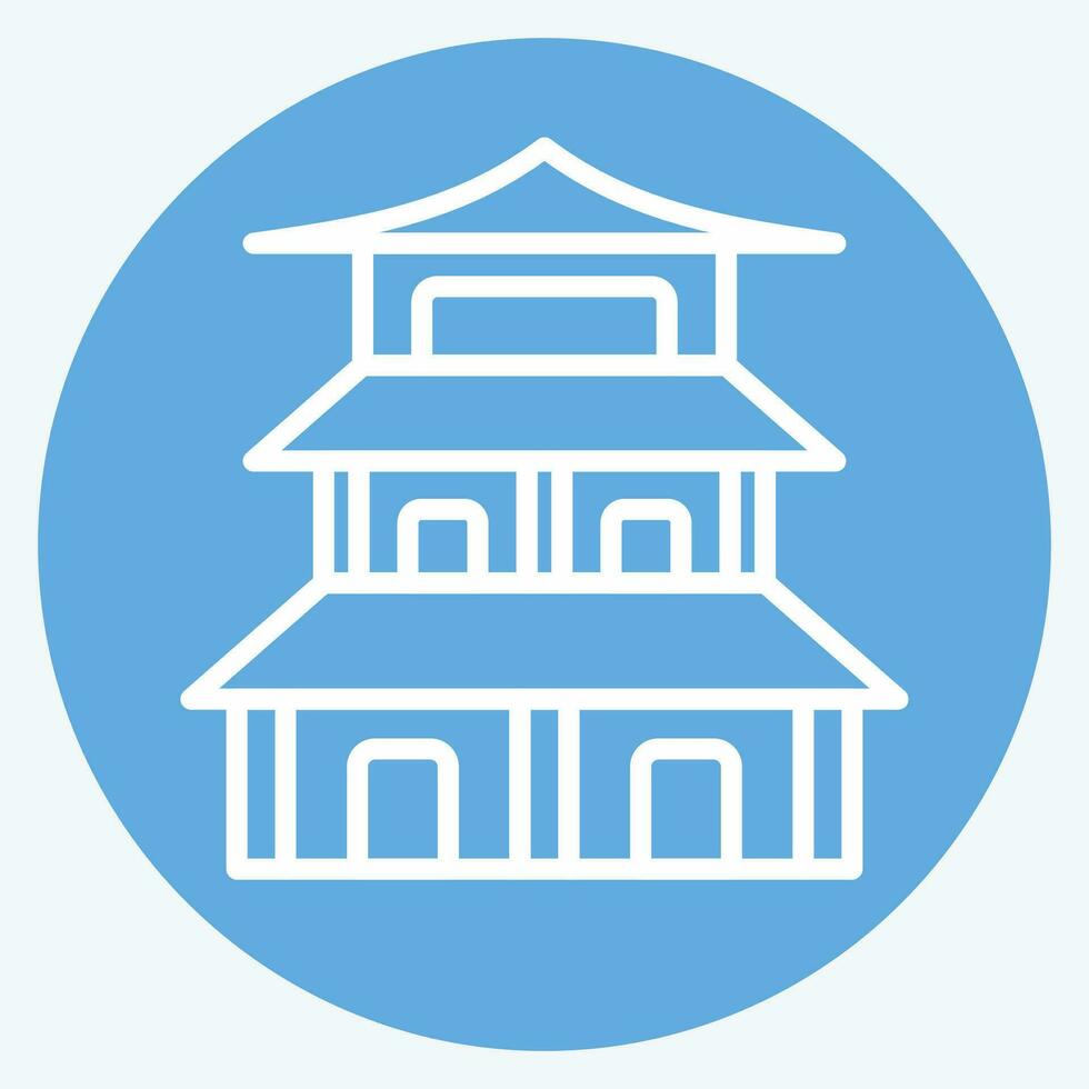 icoon pagode. verwant naar Chinese nieuw jaar symbool. blauw ogen stijl. gemakkelijk ontwerp bewerkbaar. gemakkelijk illustratie vector