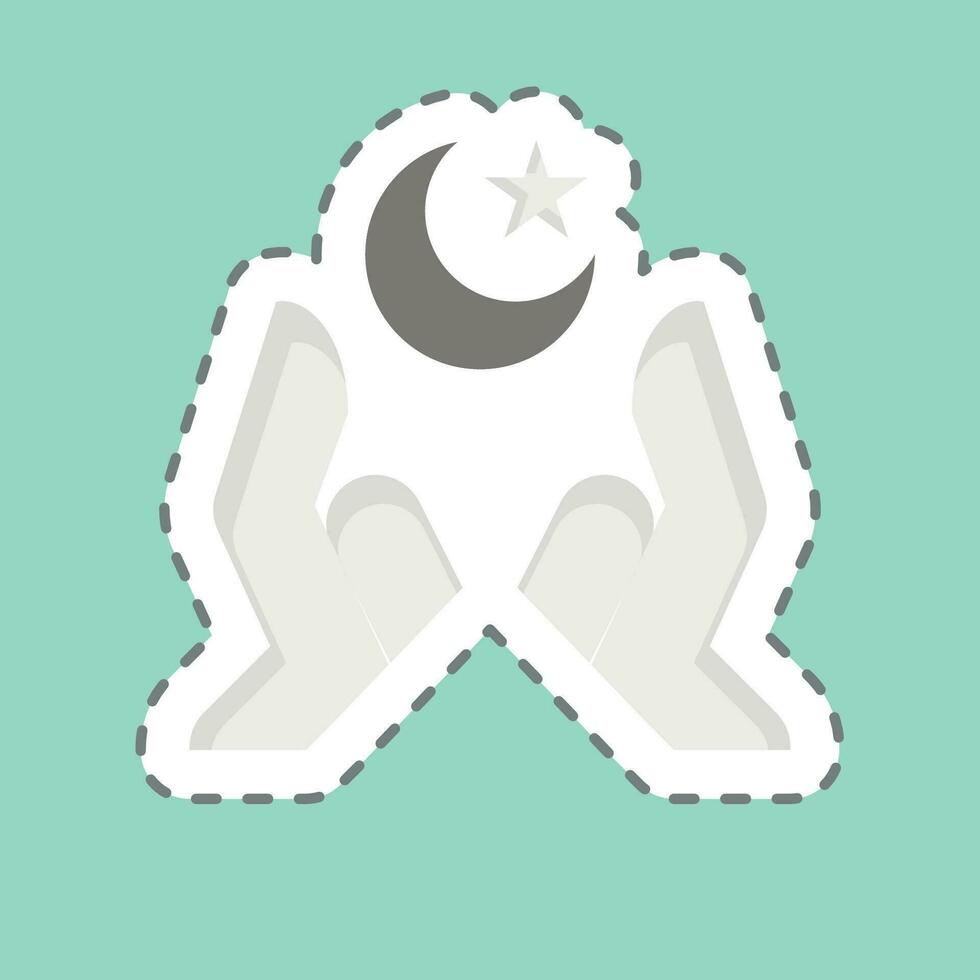 sticker lijn besnoeiing handen. verwant naar Ramadan symbool. gemakkelijk ontwerp bewerkbaar. gemakkelijk illustratie vector