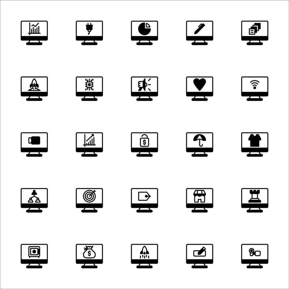 toezicht houden op icoon reeks gevulde zwart stijl. pictogrammen reeks verzameling vector