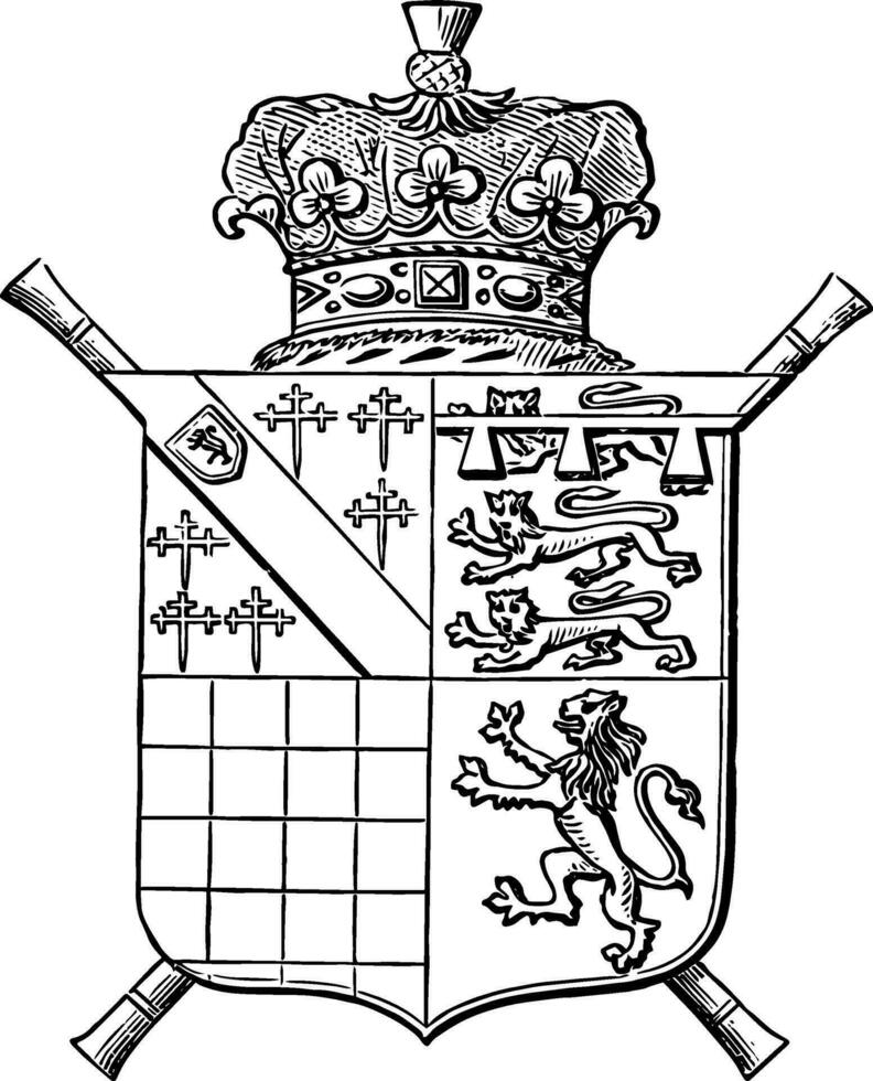 armen van de hertog van norfolk is een wapenschild heraldiek schild wijnoogst gravure. vector