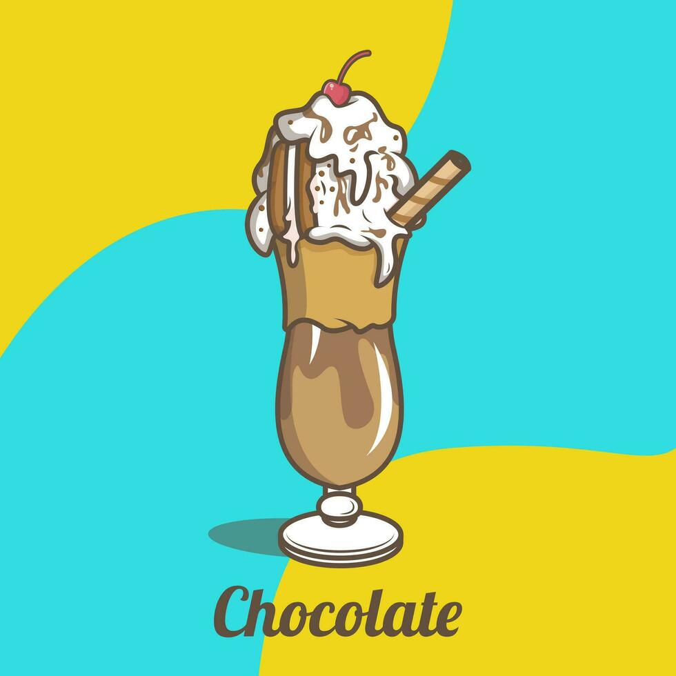 illustratie vector grafisch van chocola ijs room met een wafel topping Aan top