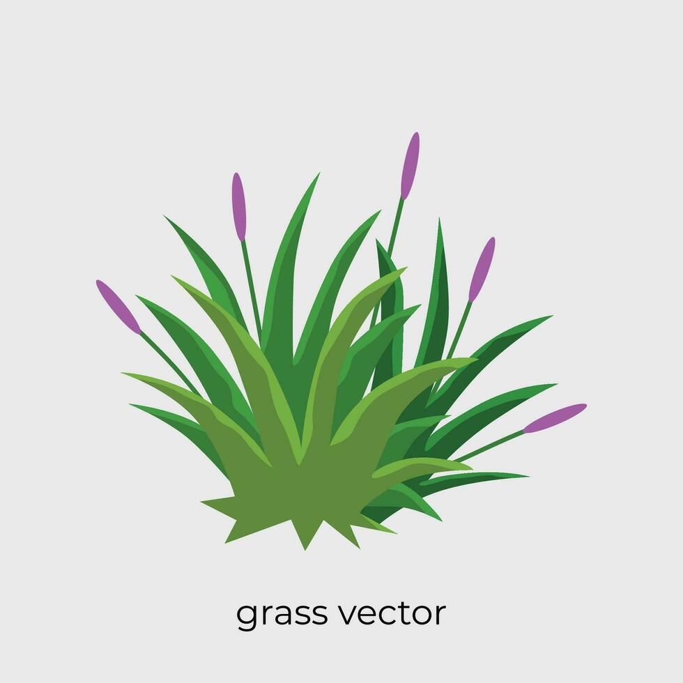 gras illustratie in vlak stijl single vector met bloemen