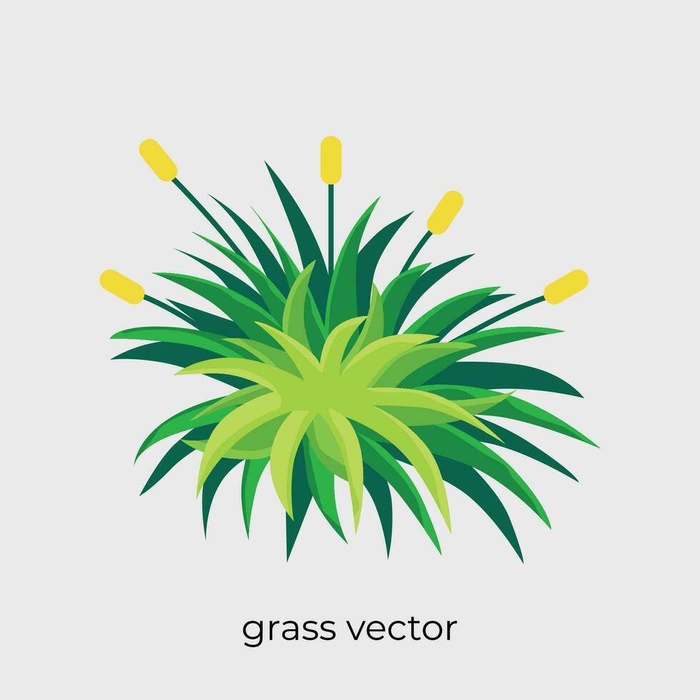 illustratie van gras in vlak stijl single vector met bloemen