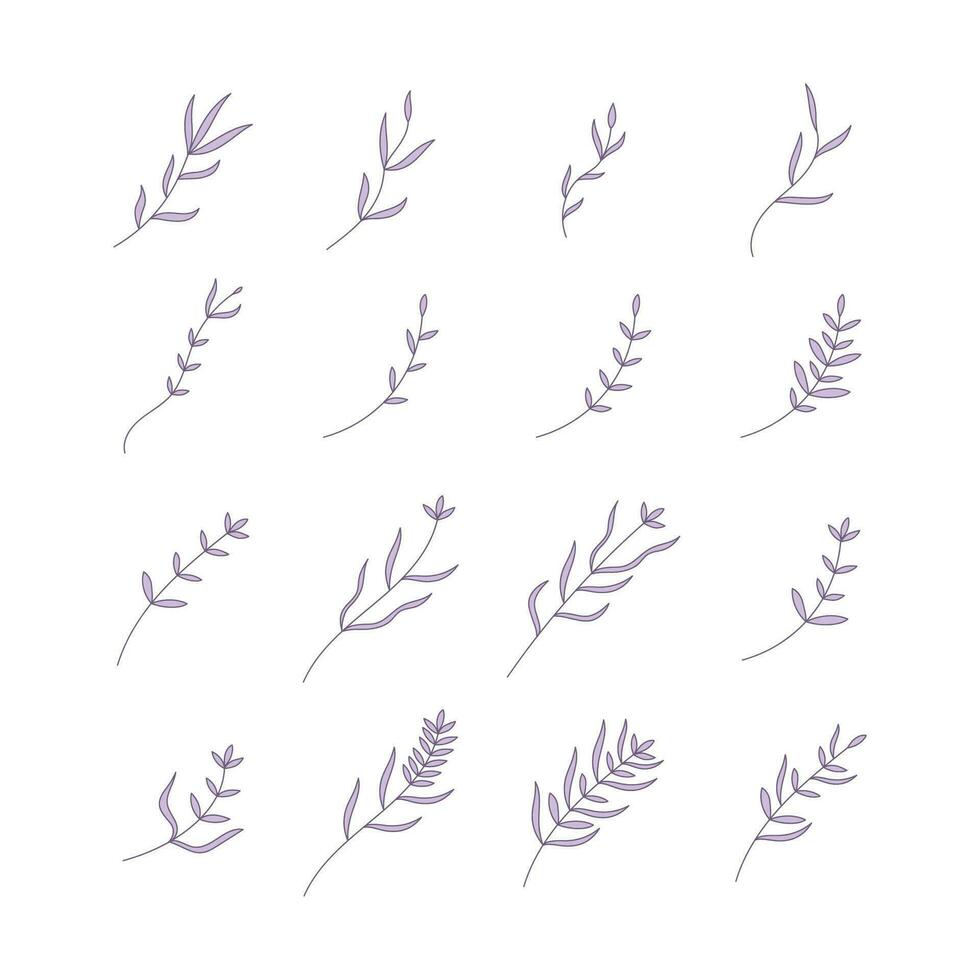 fabriek bladeren reeks geïsoleerd vector illustratie.