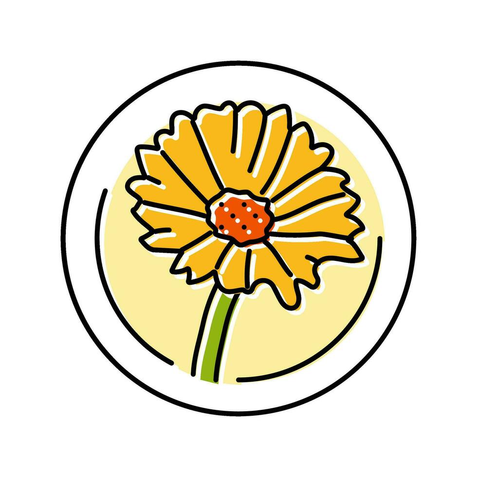 calendula kunstmatig fabriek kleur icoon vector illustratie