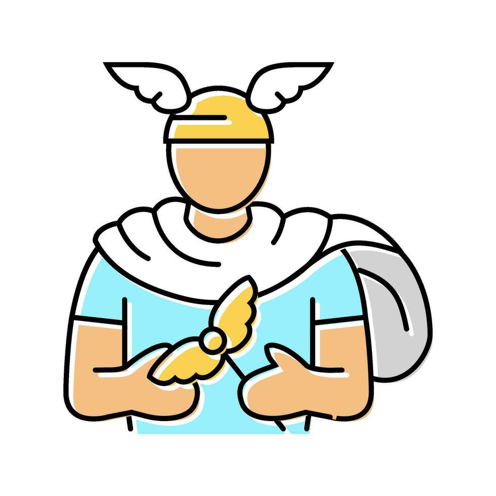 Hermes Grieks god mythologie kleur icoon vector illustratie
