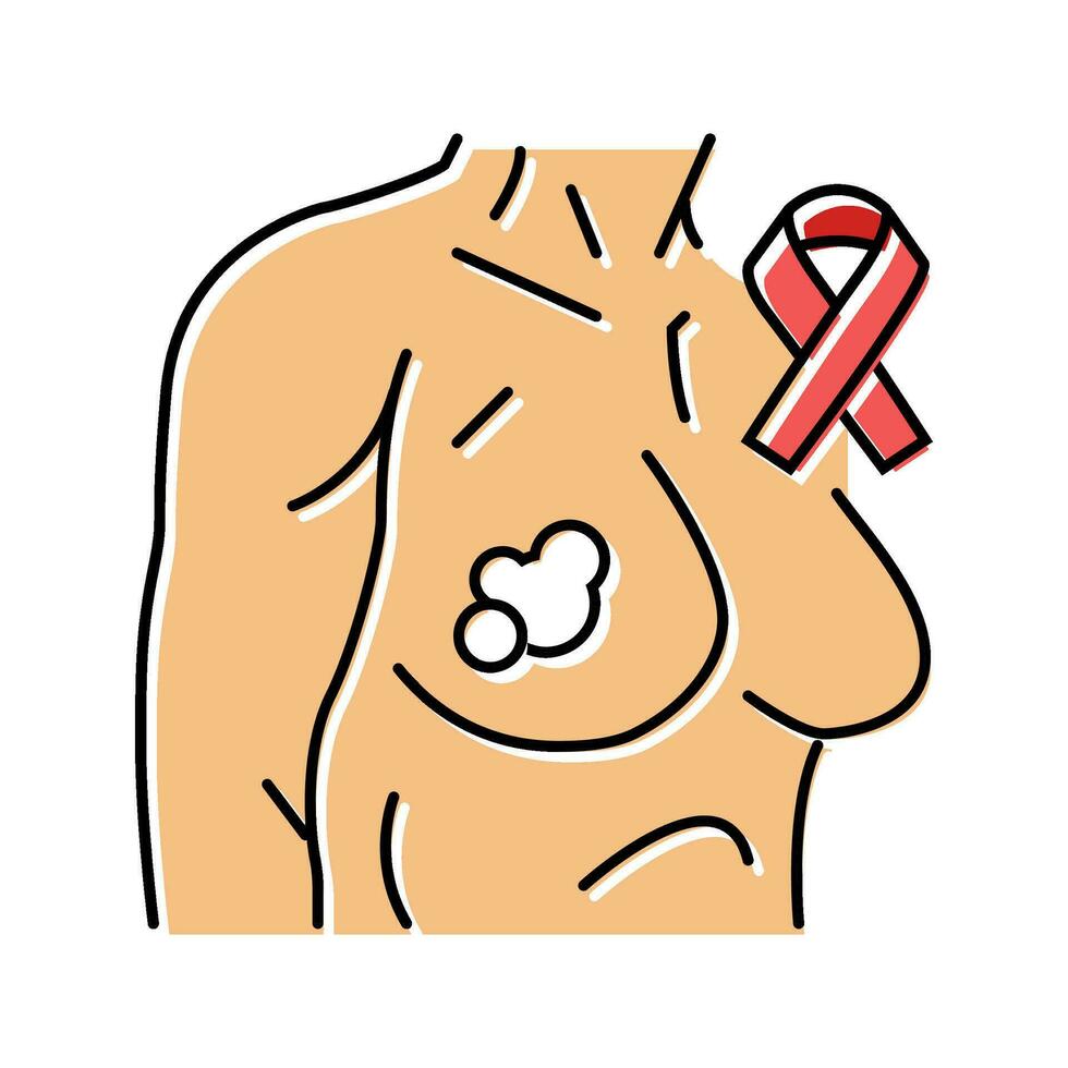 borst kanker kleur icoon vector illustratie
