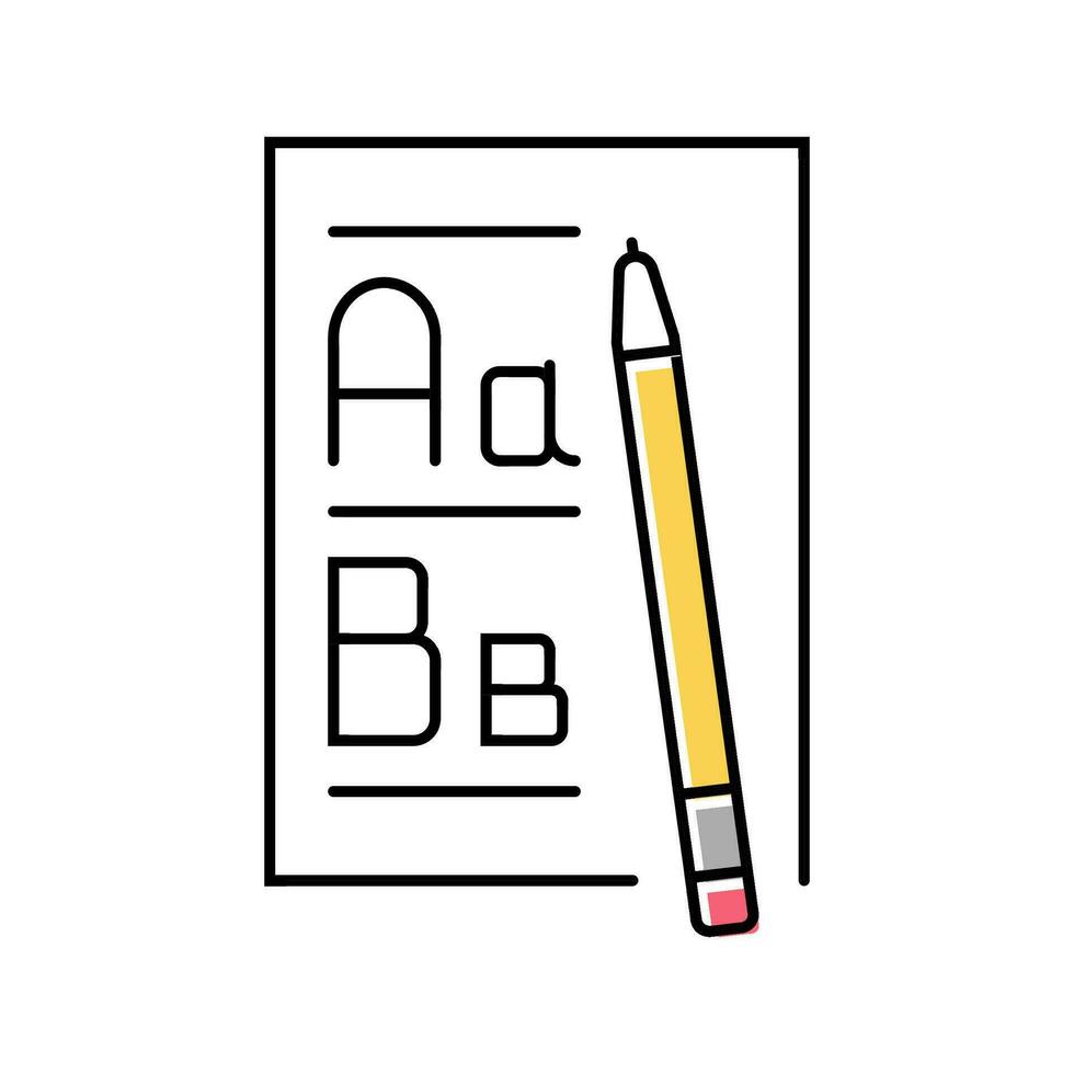 schrijven kind vrije tijd kleur icoon vector illustratie