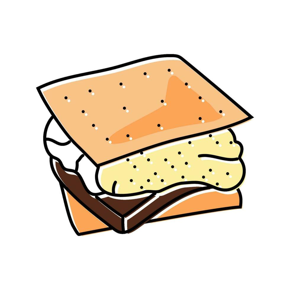 smores voedsel tussendoortje kleur icoon vector illustratie