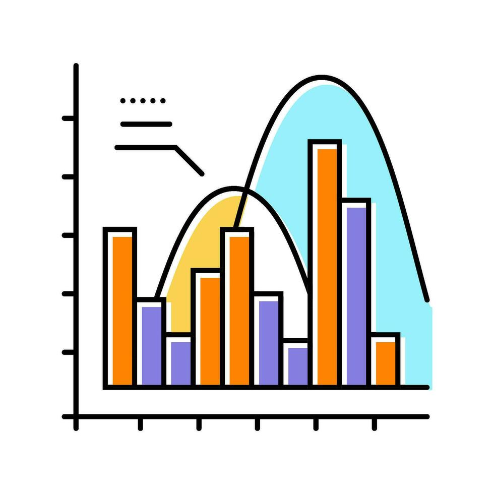statistieken wiskunde wetenschap onderwijs kleur icoon vector illustratie