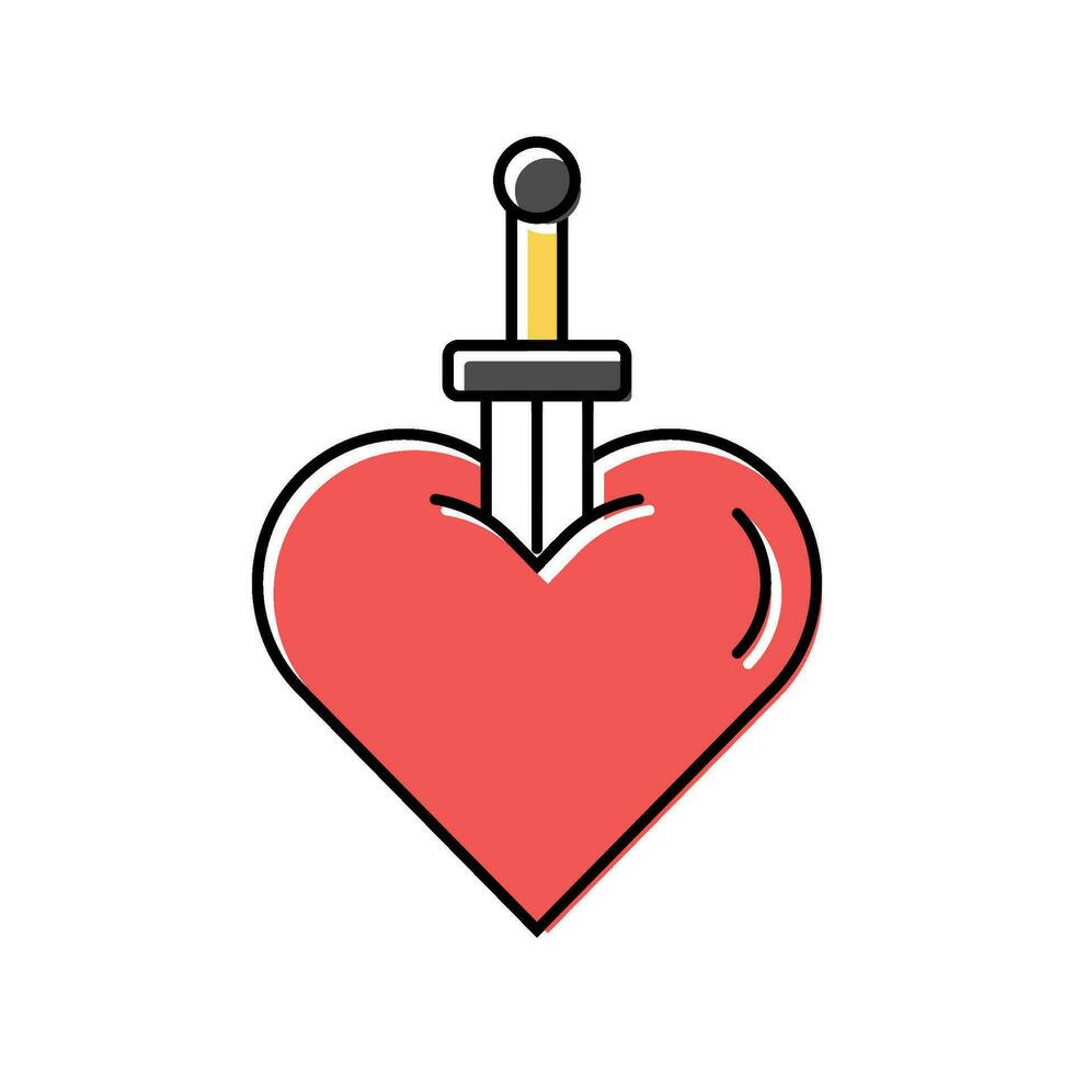hart tatoeëren kunst wijnoogst kleur icoon vector illustratie