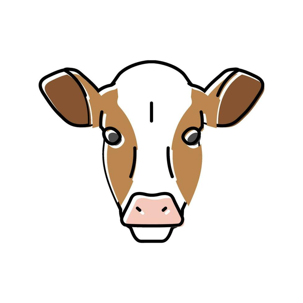 koe hoofd boerderij kleur icoon vector illustratie