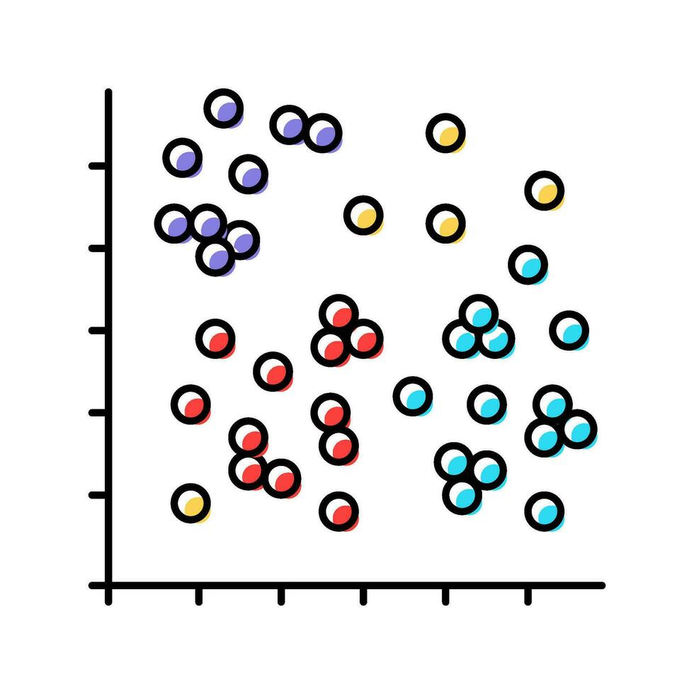 gegevens clustering databank kleur icoon vector illustratie