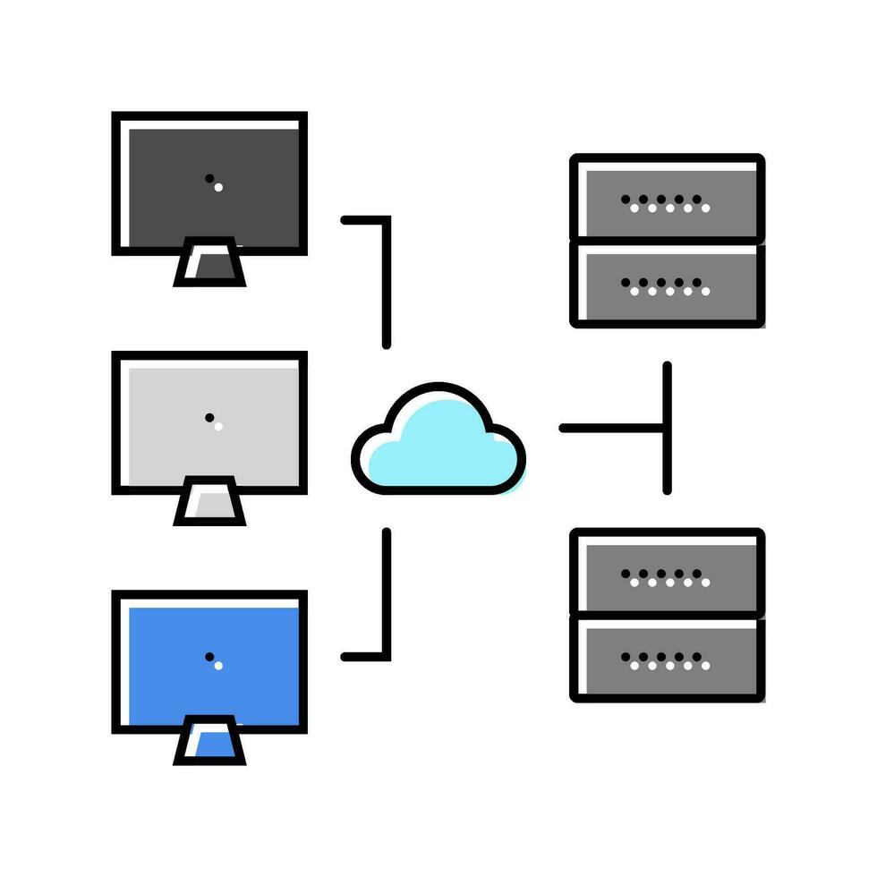 netwerk configuratie reparatie computer kleur icoon vector illustratie