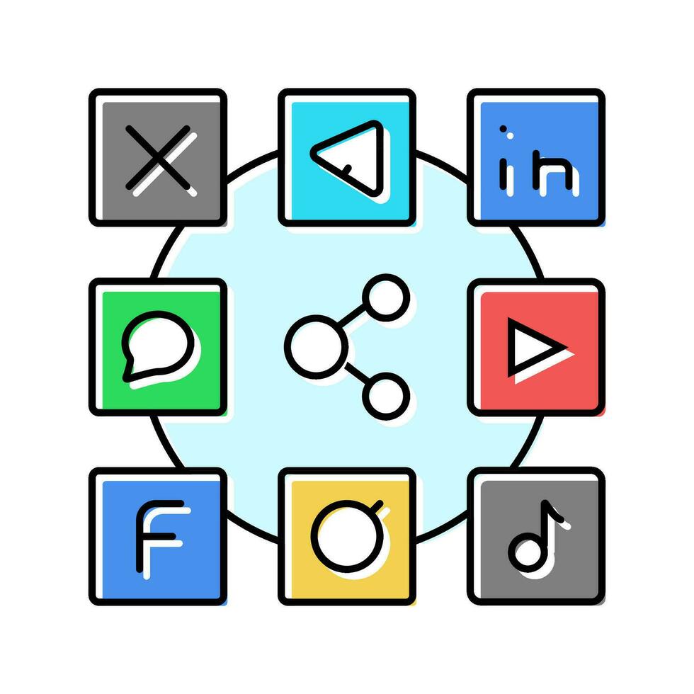 sociaal media pictogrammen kleur icoon vector illustratie