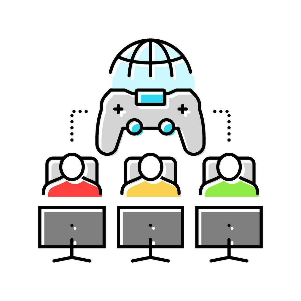 multiplayer spellen spel ontwikkeling kleur icoon vector illustratie