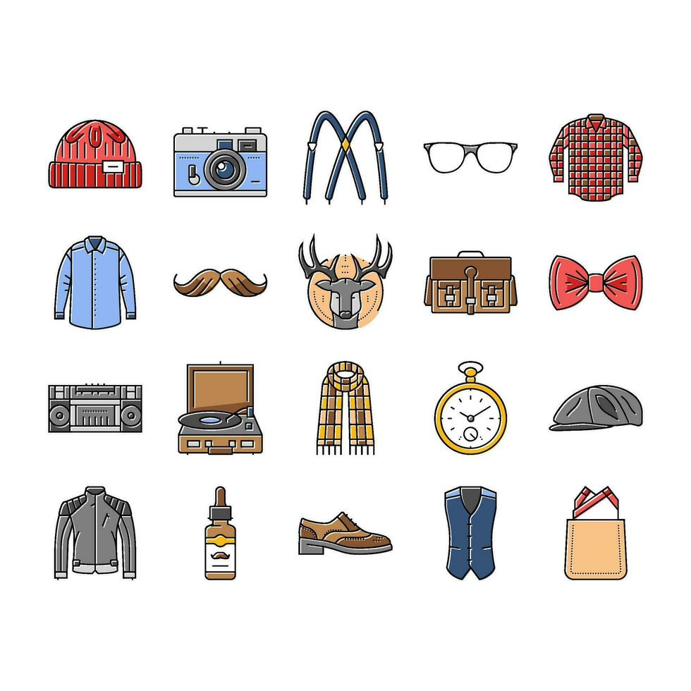 hipster retro wijnoogst oud stijl pictogrammen reeks vector