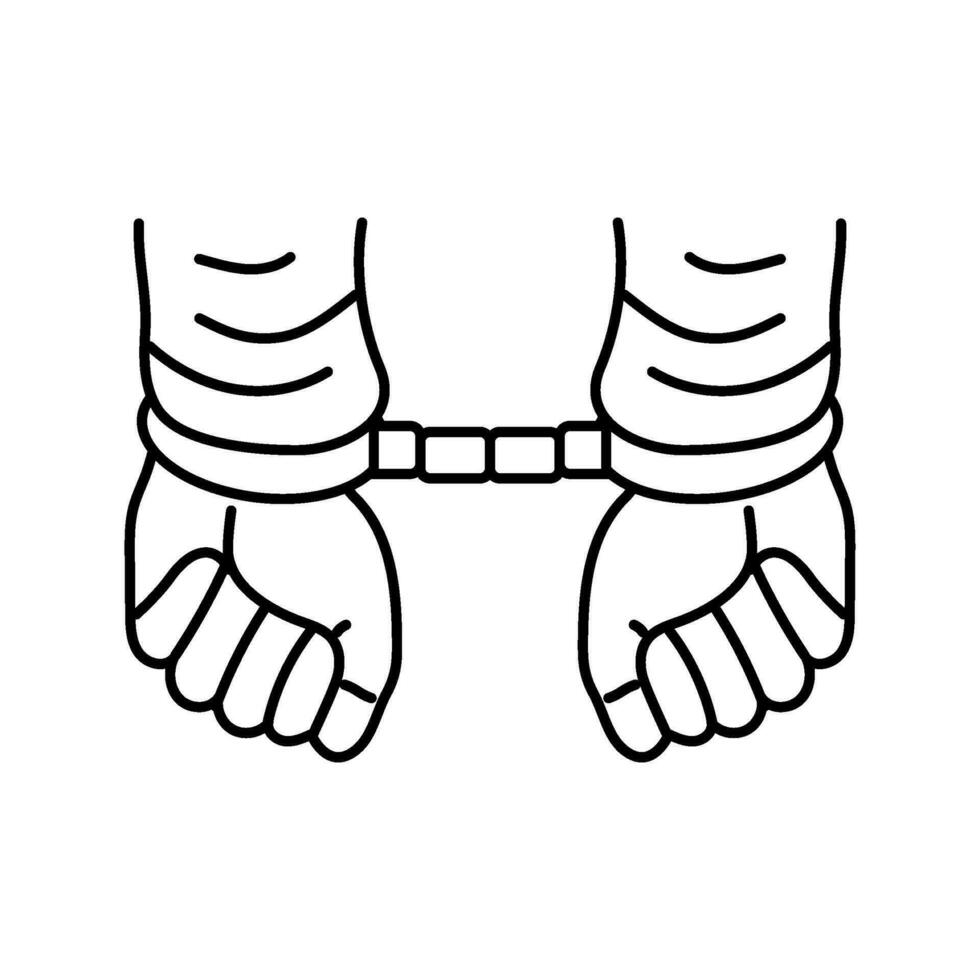 geboeid handen misdrijf lijn icoon vector illustratie