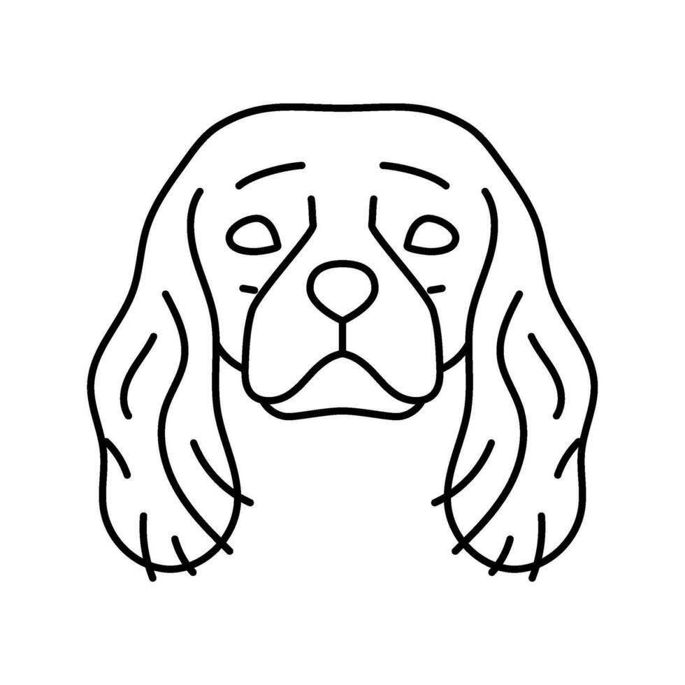 cavalier koning Charles spaniel hond puppy huisdier lijn icoon vector illustratie