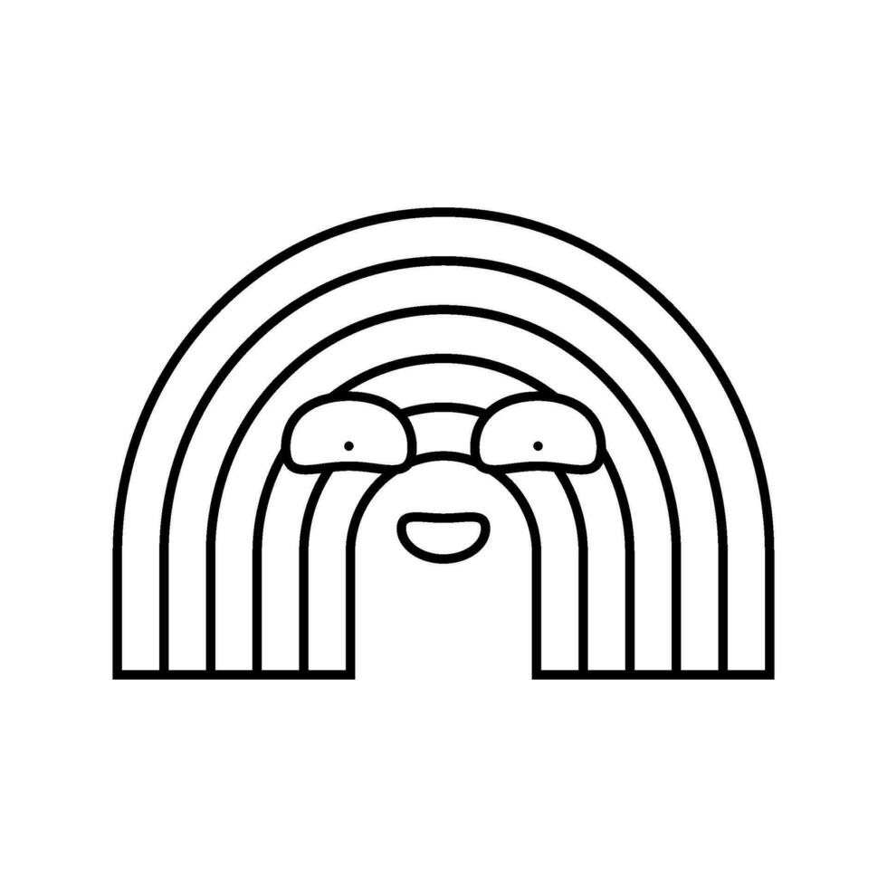 regenboog glimlach karakter lijn icoon vector illustratie