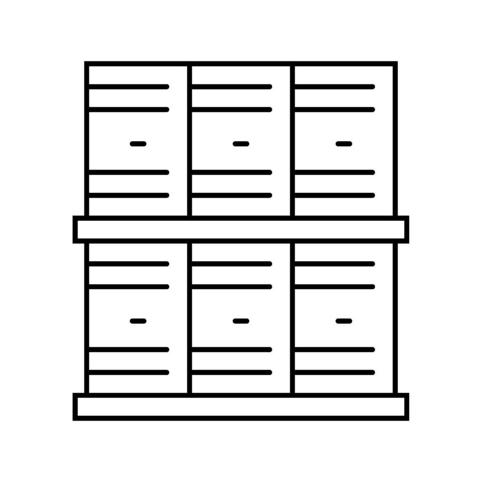 Chemicaliën opslagruimte ingenieur lijn icoon vector illustratie