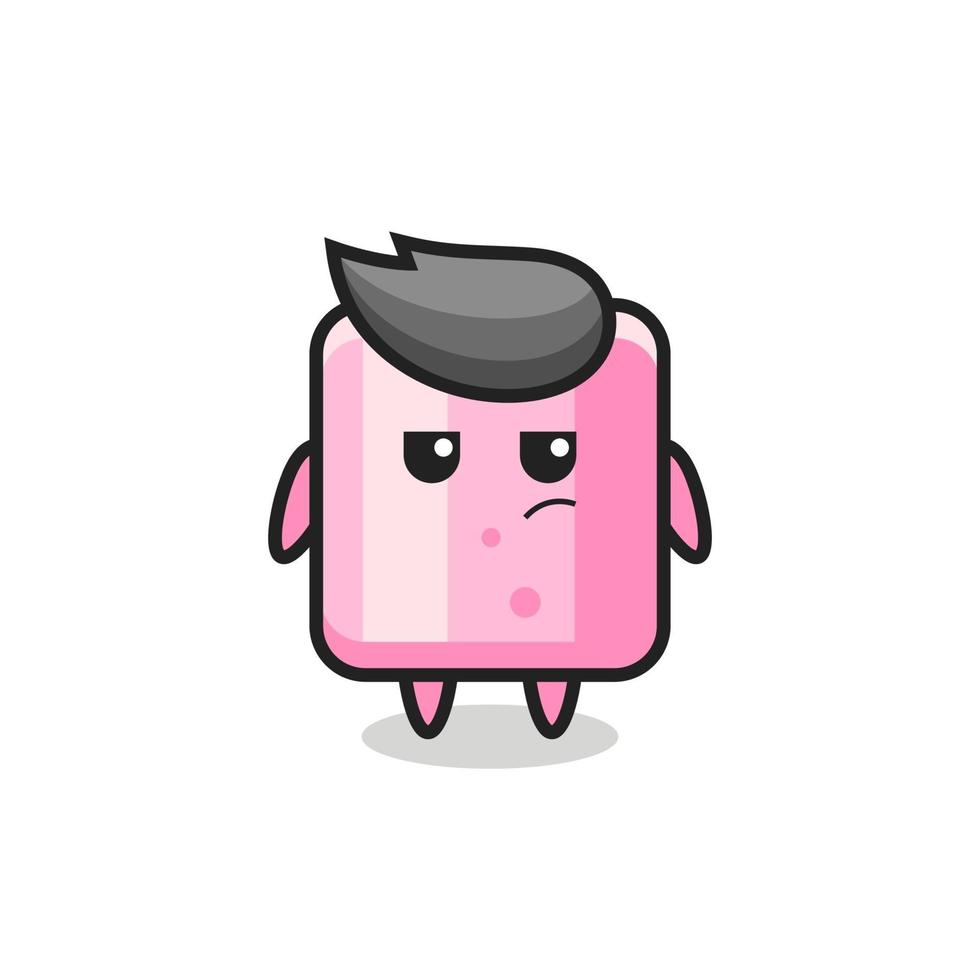 schattig marshmallow-personage met verdachte uitdrukking vector