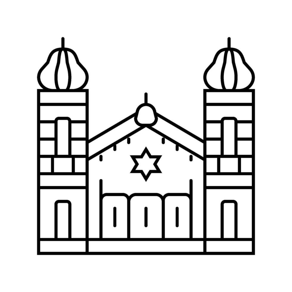 synagoge gebouw Joods lijn icoon vector illustratie