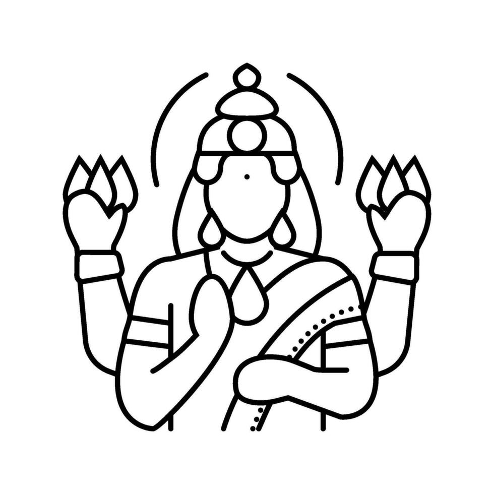 lakshmi god Indisch lijn icoon vector illustratie