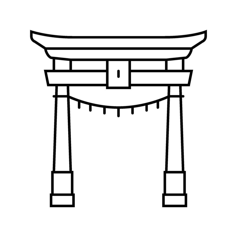 torii poort Shintoïsme lijn icoon vector illustratie