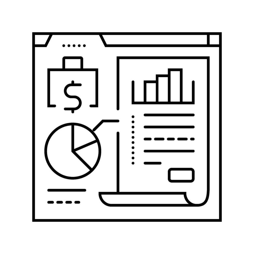 financieel analyse verslag doen van lijn icoon vector illustratie