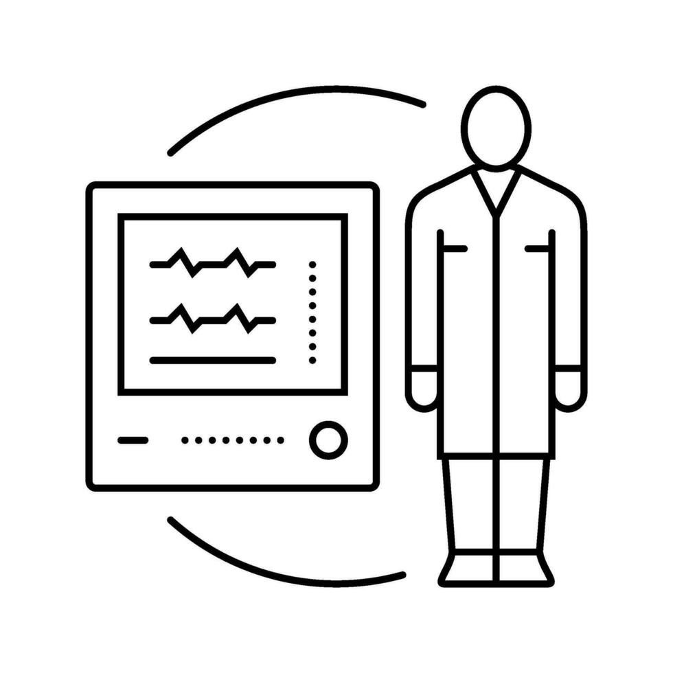 hart- toezicht houden op technicus lijn icoon vector illustratie