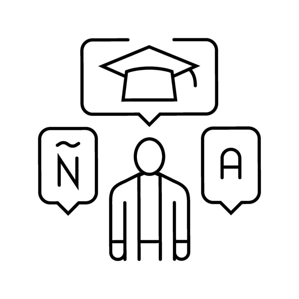 taal vaardigheden primair school- lijn icoon vector illustratie
