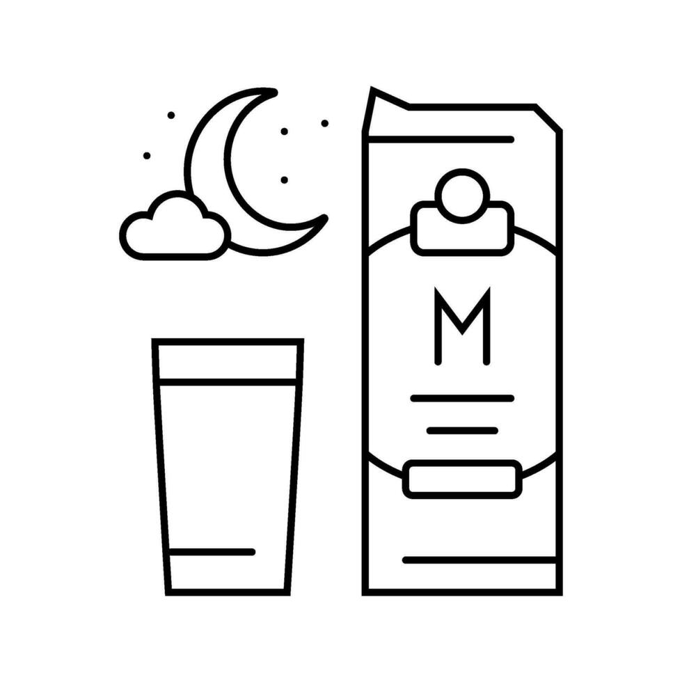 slaapmutsje drinken slaap nacht lijn icoon vector illustratie