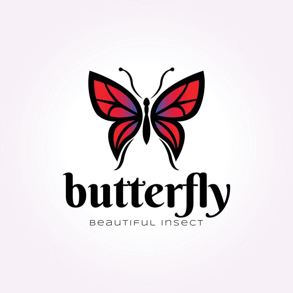 mooi vlinder logo wijnoogst icoon, schoonheid insect vector ontwerp