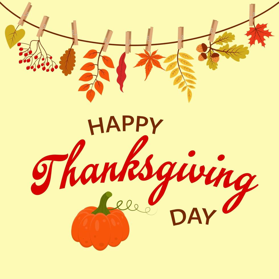 happy thanksgiving day banner met pompoen. vector