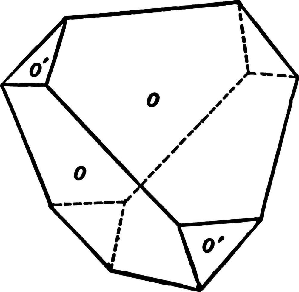 positief en negatief tetraëder in combinatie, wijnoogst illustratie. vector